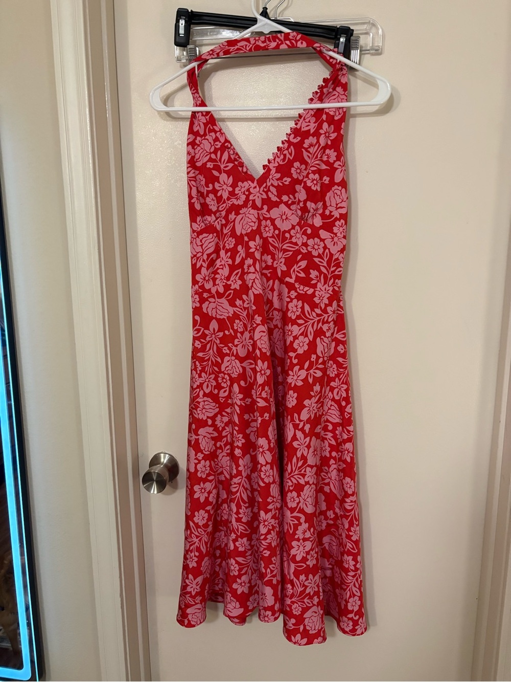 Laundry By Shelli Segal Red and Pink Floral Halter Jumpsuit